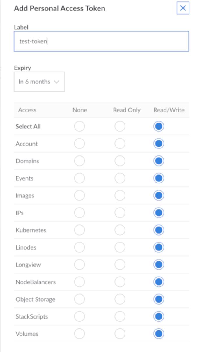 Cloud Manager Add a Personal Access Token Panel