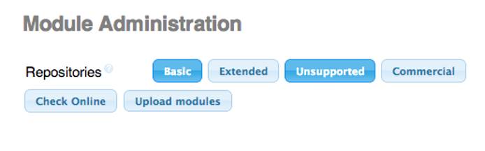 Module Administration Options.