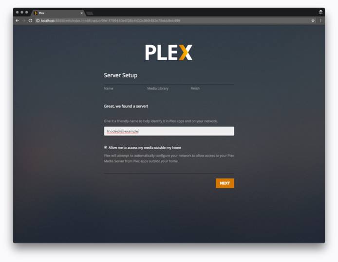 Plex web interface - Server Name.