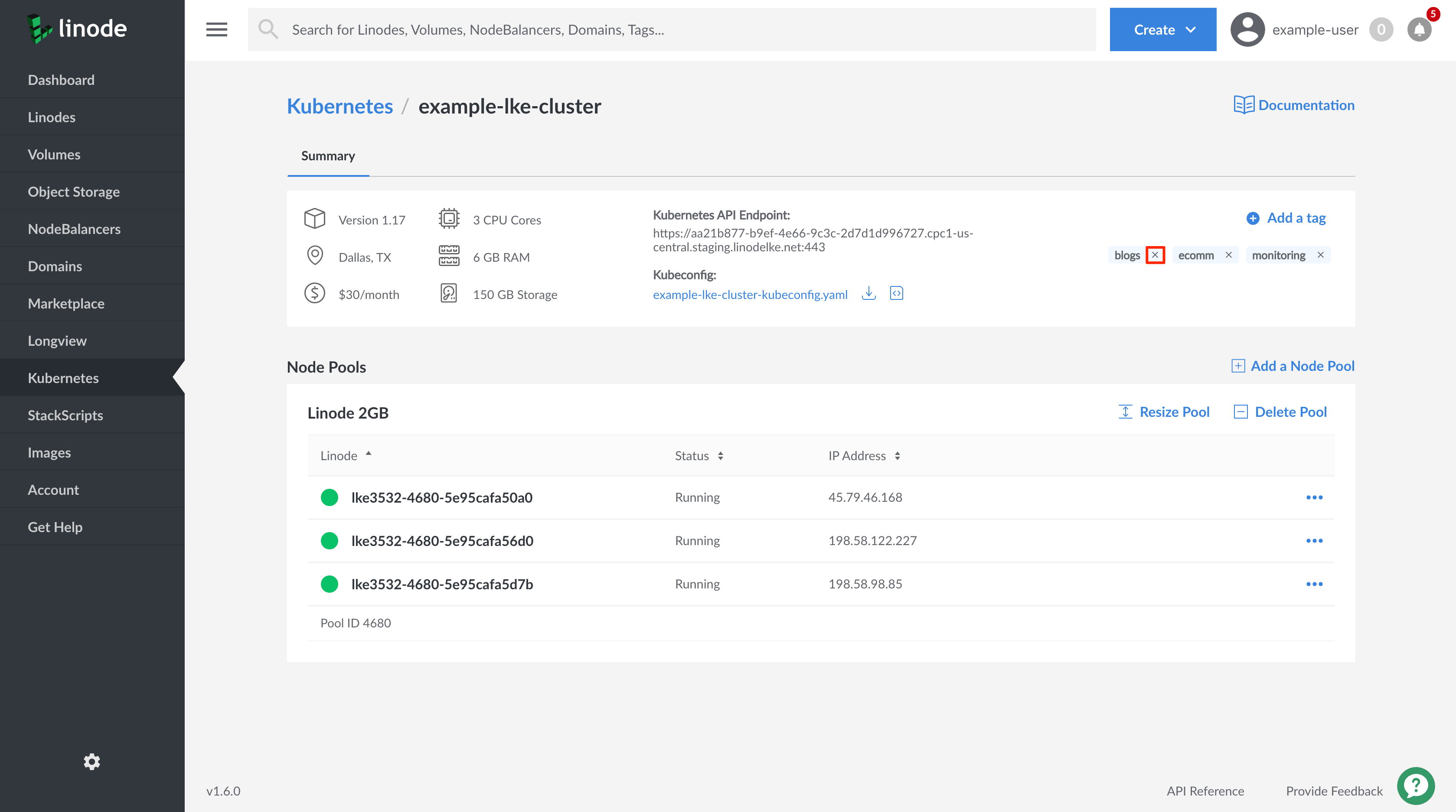 Remove an existing LKE cluster&rsquo;s tag.