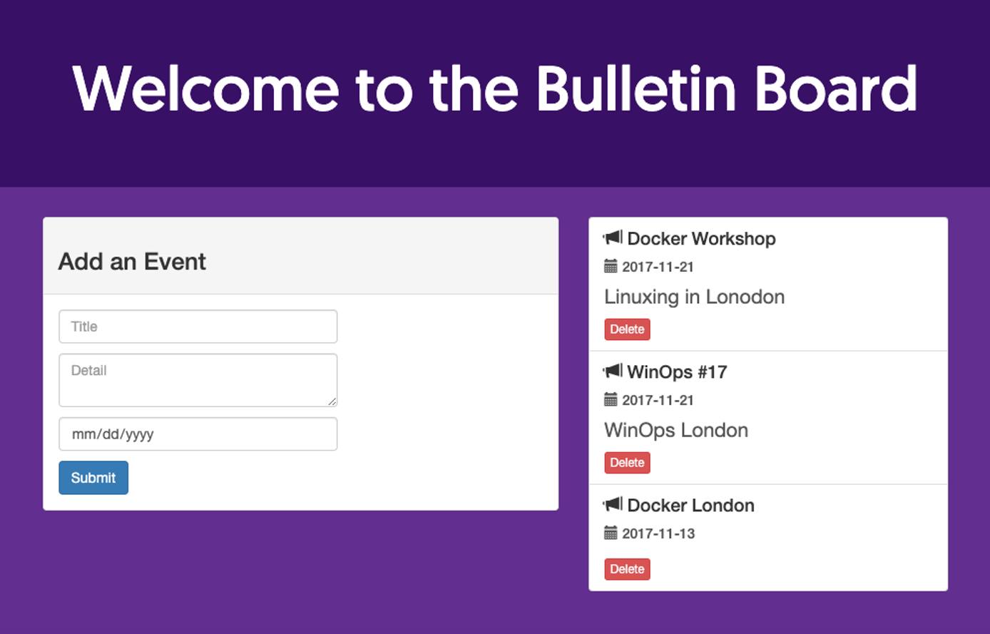Bulletin Board Sample Application in the Browser