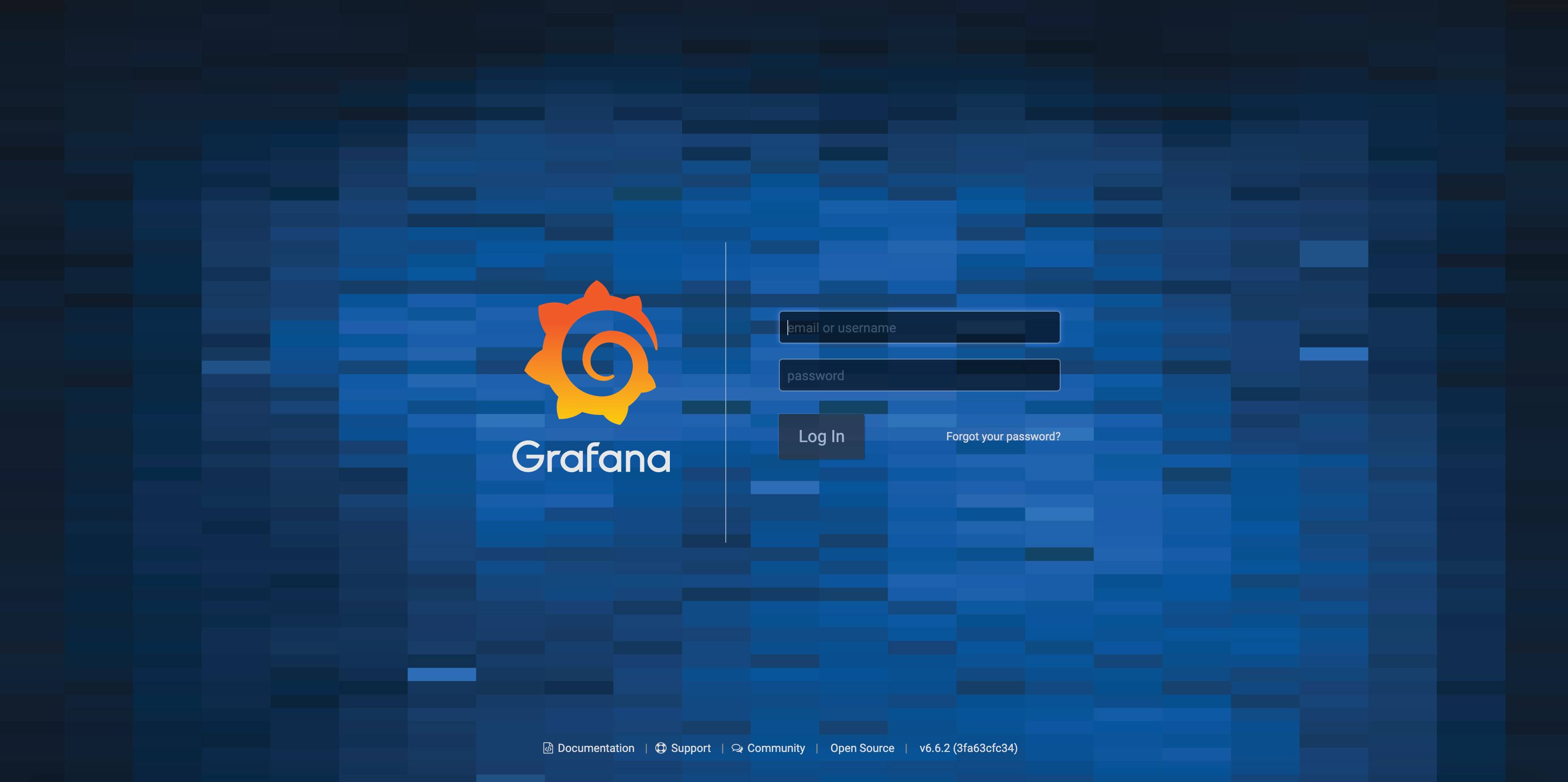 Log into Grafana with your admin username and password.