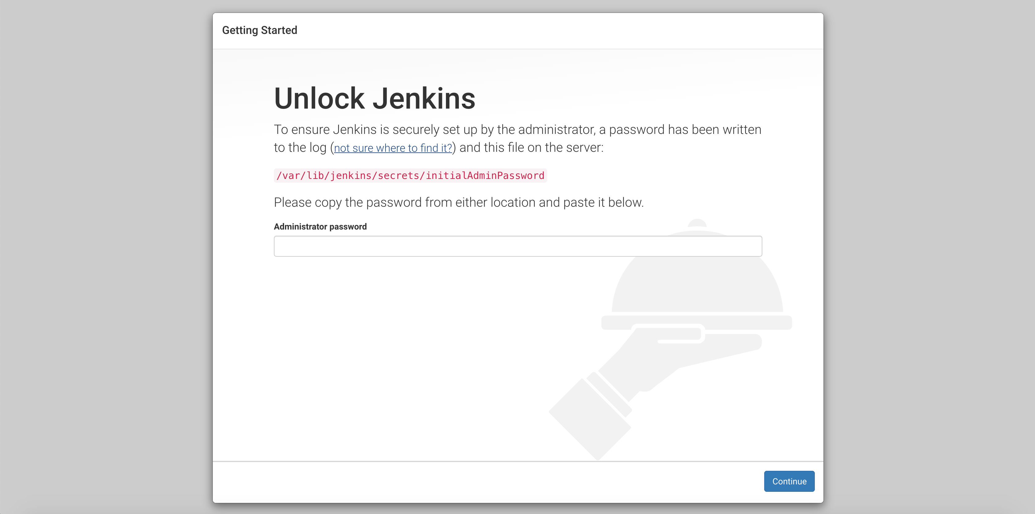 Log into Jenkins with your admin password