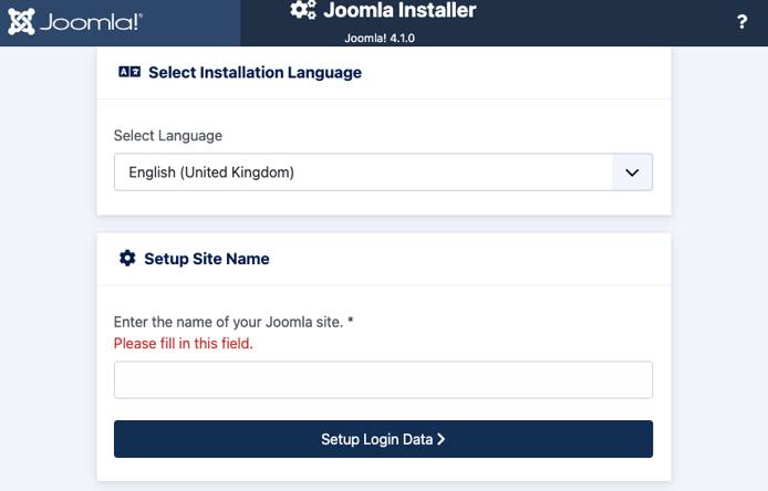 Screenshot of the Joomla Installer prompt