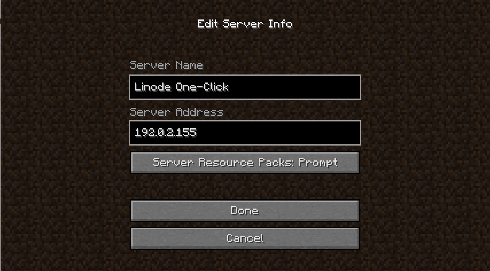 Paste your IP address in the Server Address field.
