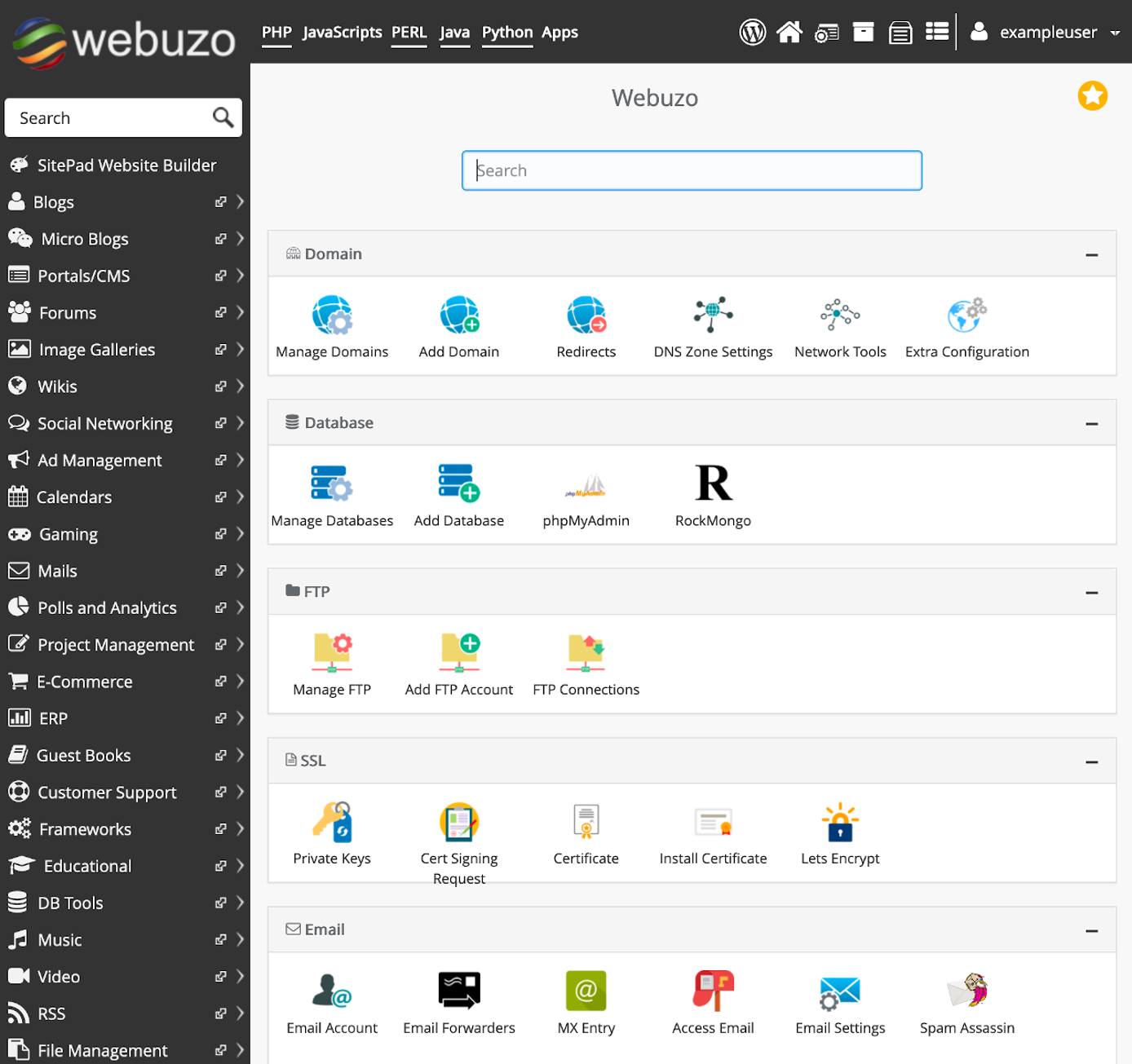 Webuzo Enduser Panel